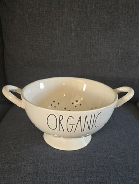 Rae Dunn White Ceramic Colander with ORGANIC Lettering